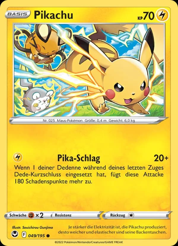 Pikachu card in German