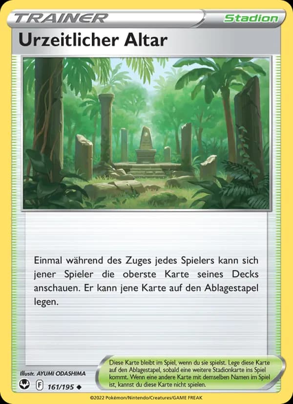 Urzeitlicher Altar card in German