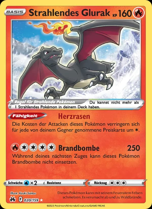 Strahlendes Glurak card in German