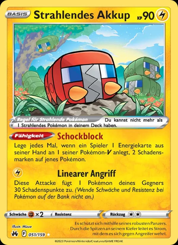 Strahlendes Akkup card in German