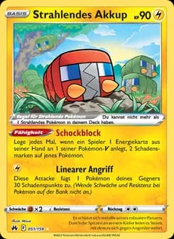 Strahlendes Akkup card in German