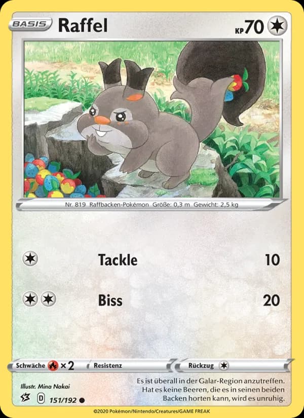 Raffel card in German