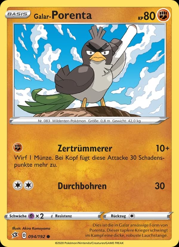 Galar-Porenta card in German