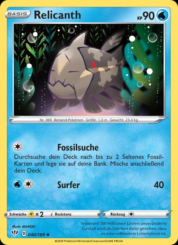 Relicanth card in German