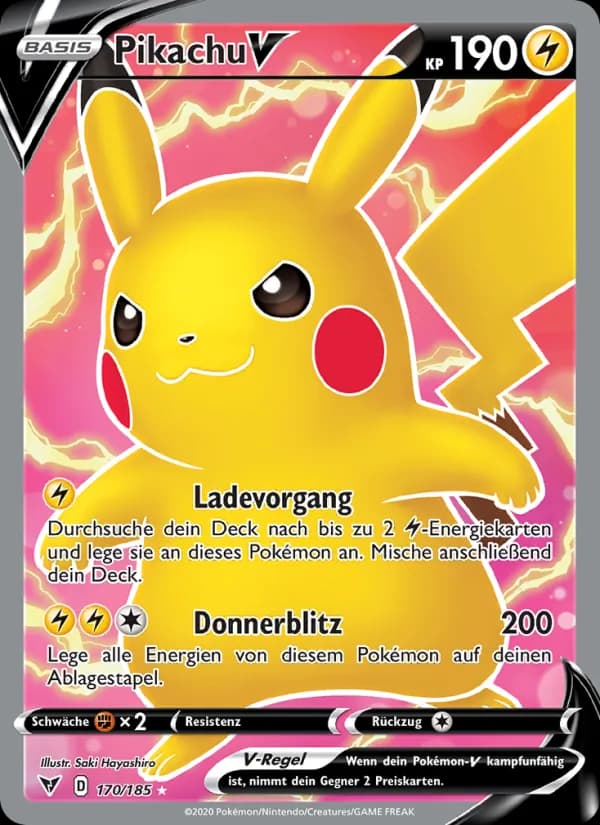 Pikachu V card in German