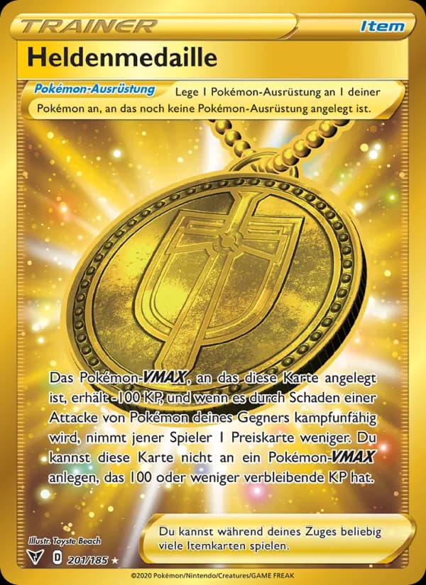 Heldenmedaille card in German