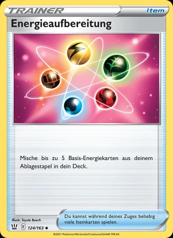 Energieaufbereitung card in German