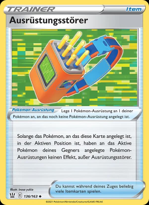 Ausrüstungsstörer card in German