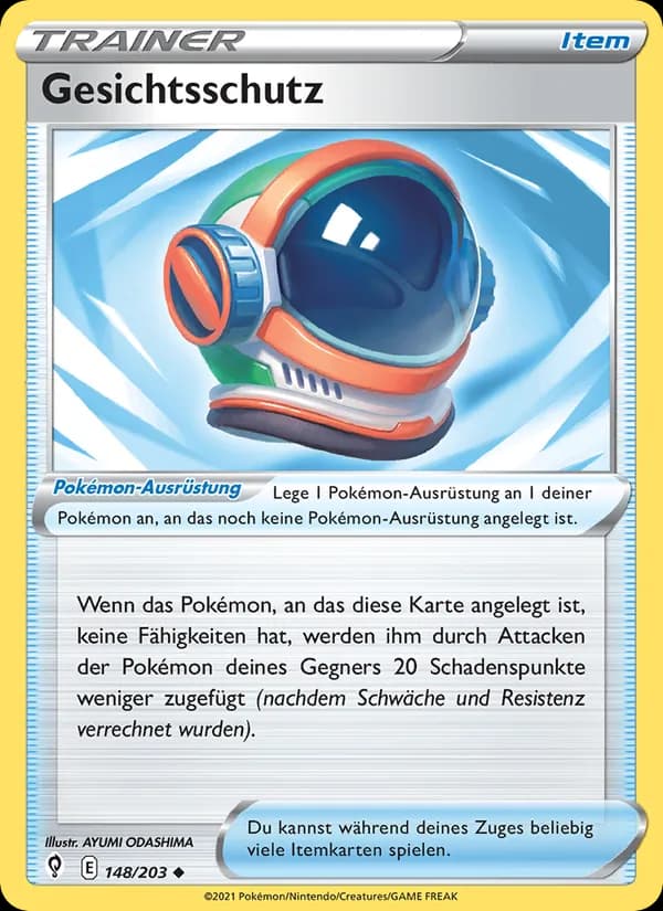 Gesichtsschutz card in German