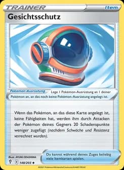 Gesichtsschutz card in German
