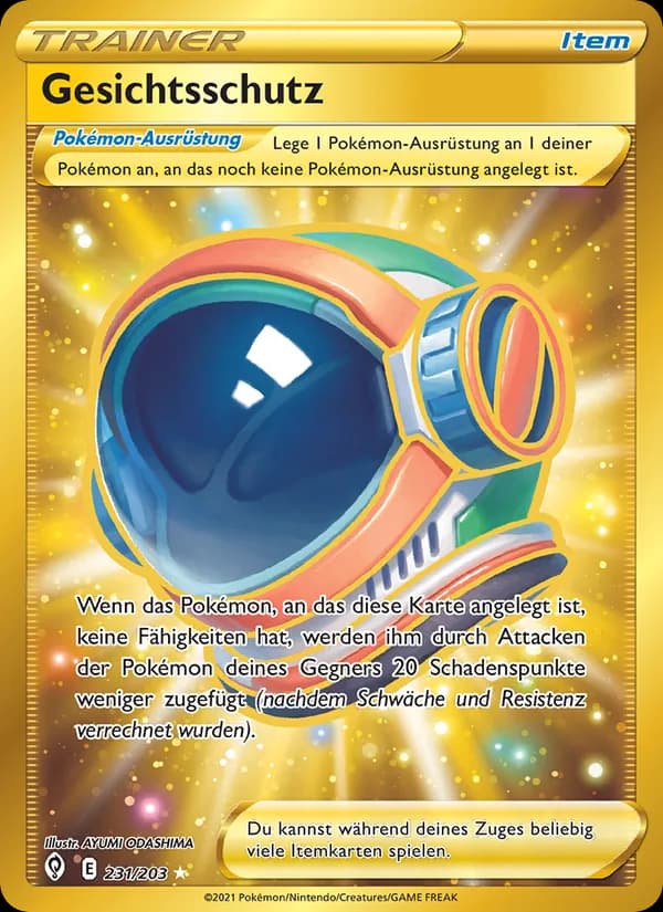 Gesichtsschutz card in German