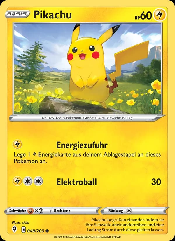 Pikachu card in German