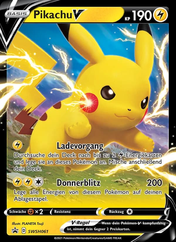 Pikachu V card in German