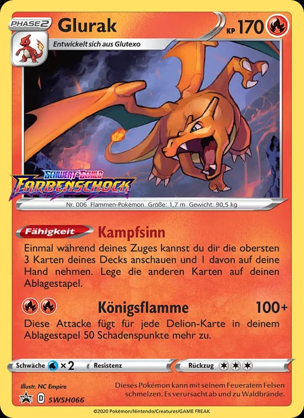 Glurak card in German