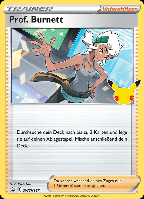 Prof. Burnett card in German