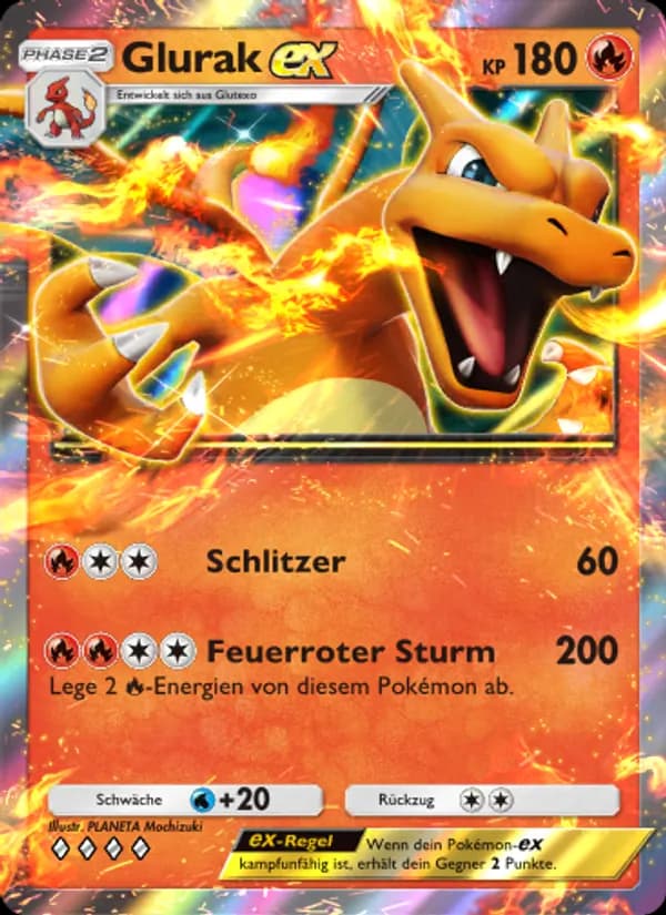 Glurak-ex card in German