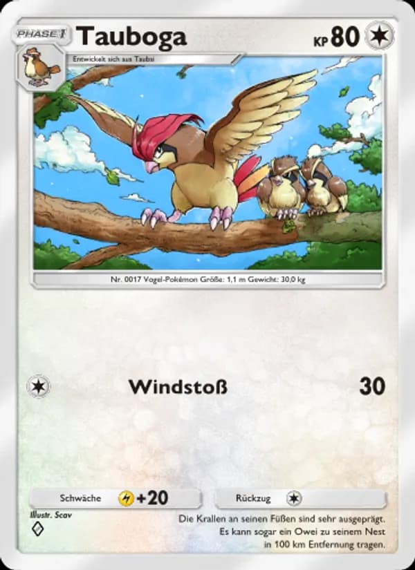 Tauboga card in German