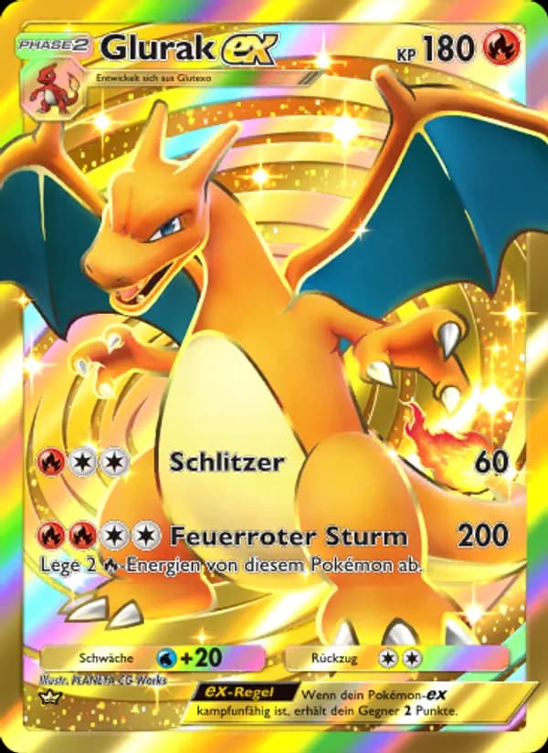 Glurak-ex card in German