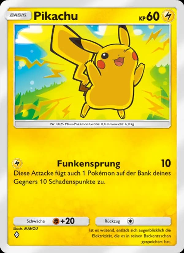Pikachu card in German