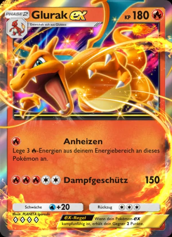 Glurak-ex card in German