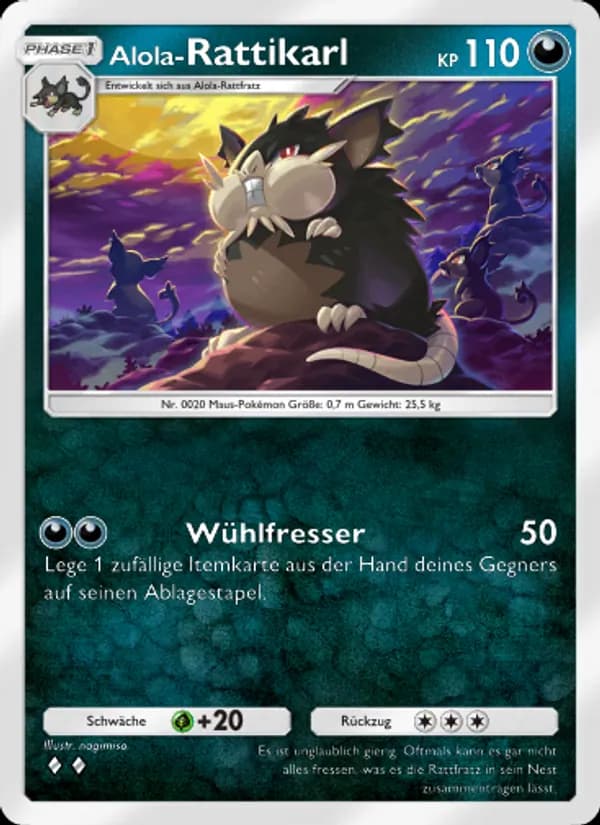 Alola-Rattikarl card in German