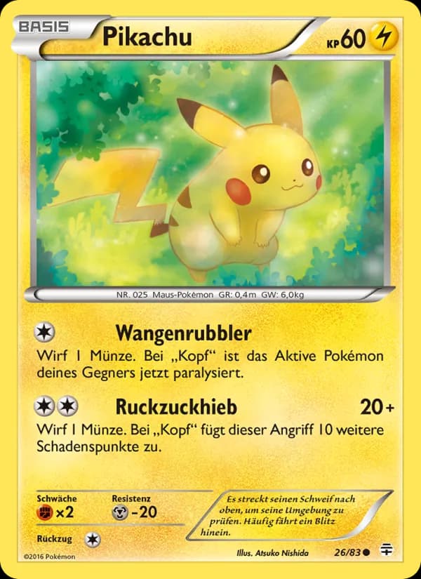Pikachu card in German