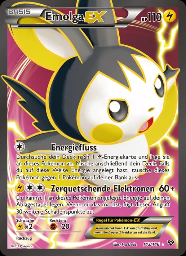 Emolga EX card in German