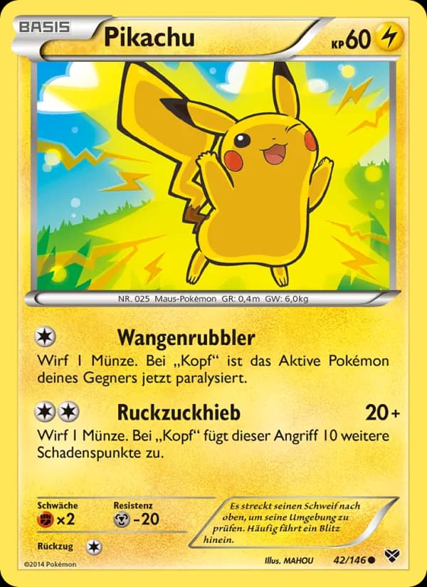 Pikachu card in German