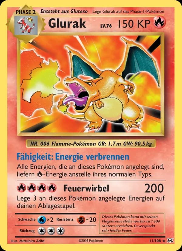 Glurak card in German