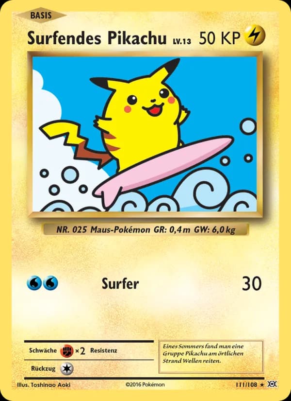 Surfendes Pikachu card in German