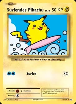 Surfendes Pikachu card in German
