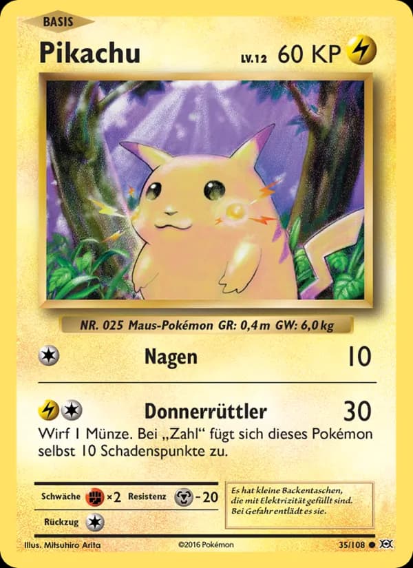 Pikachu card in German