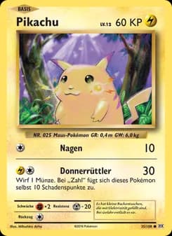 Pikachu card in German