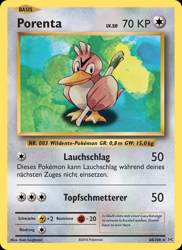 Porenta card in German