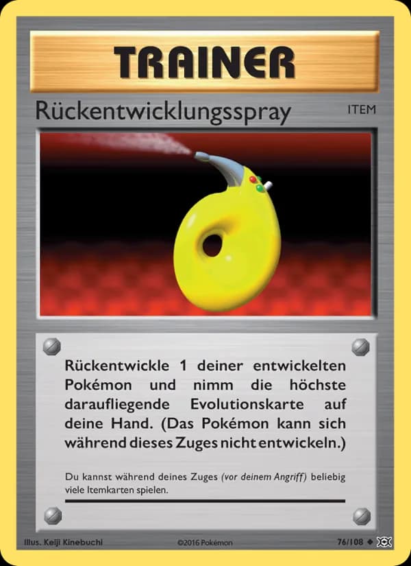 Rückentwicklungsspray card in German