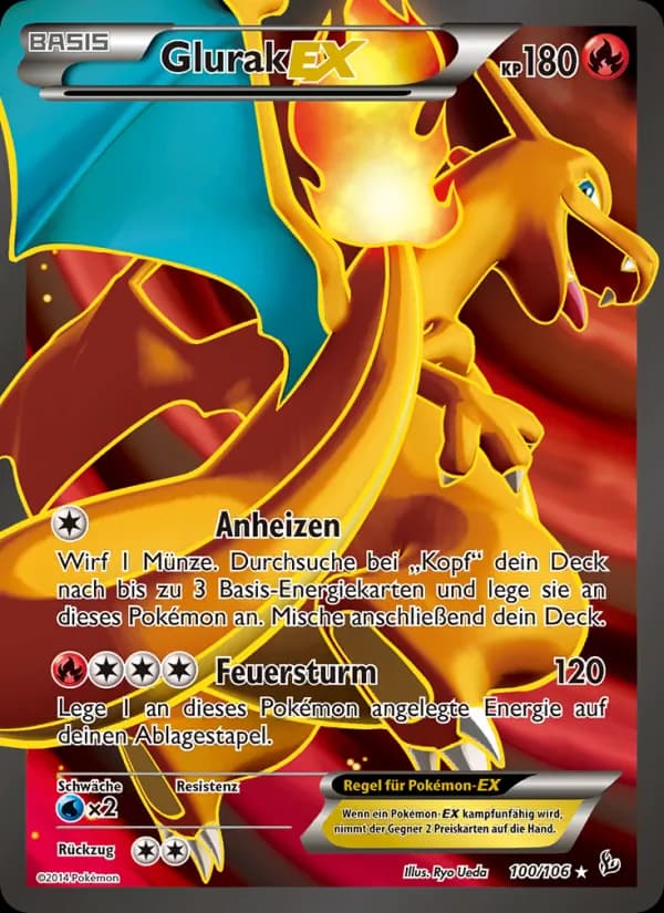 Glurak EX card in German