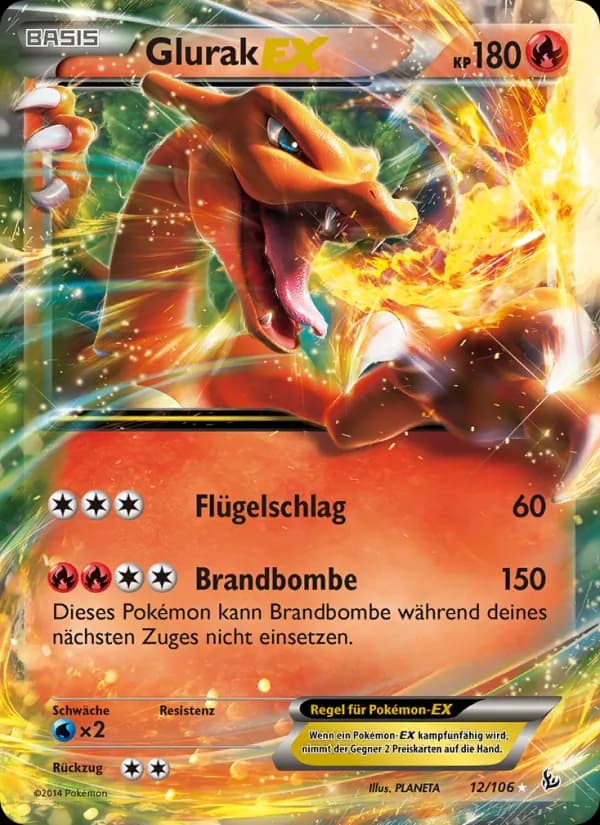Glurak EX card in German