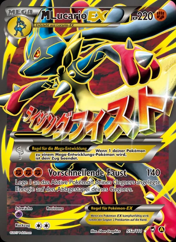 M Lucario EX card in German