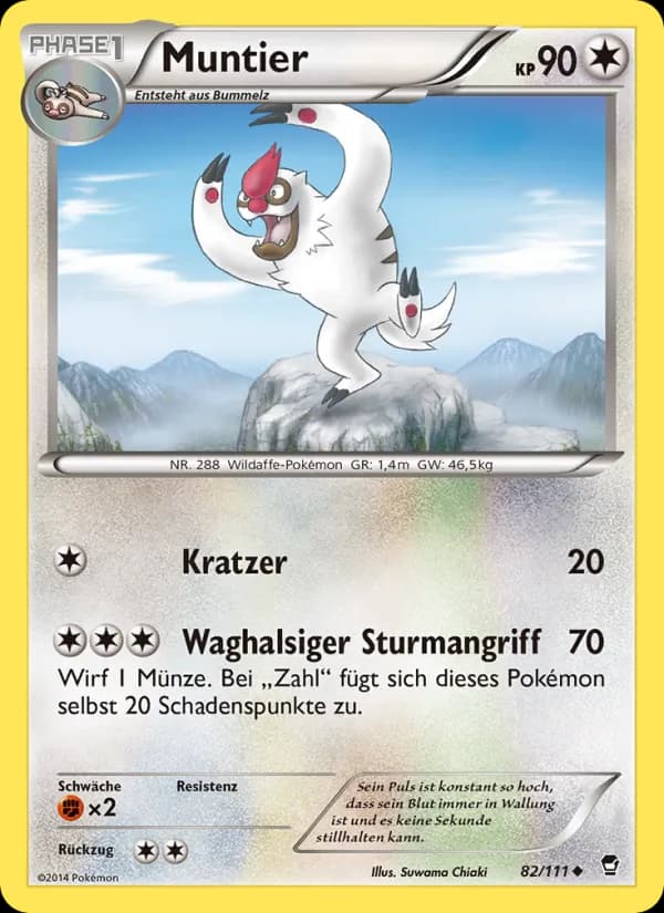 Muntier card in German
