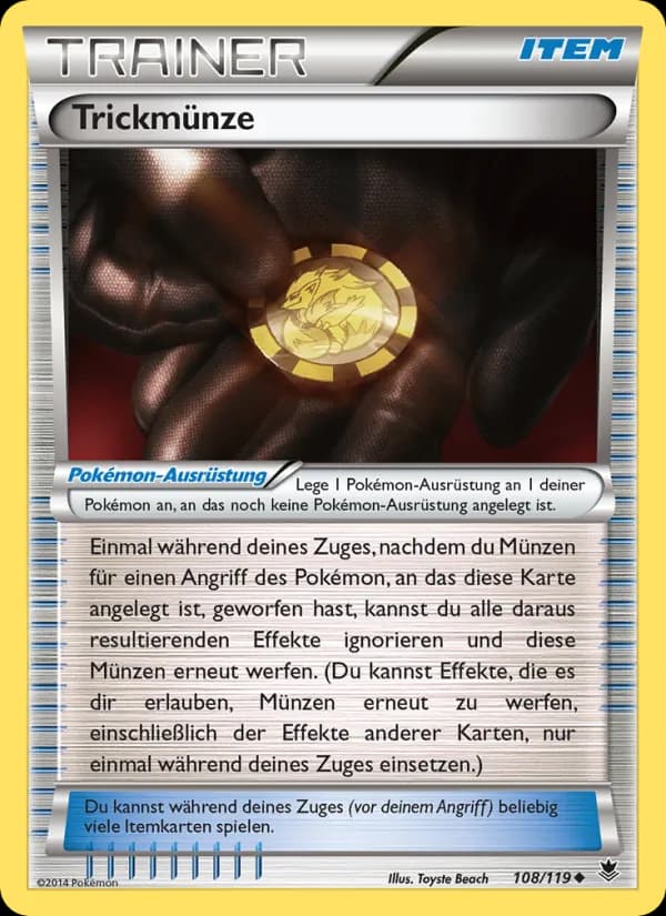 Trickmünze card in German