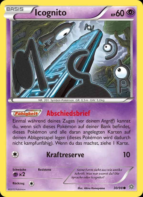 Icognito card in German