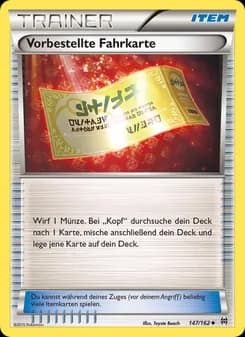 Vorbestellte Fahrkarte card in German