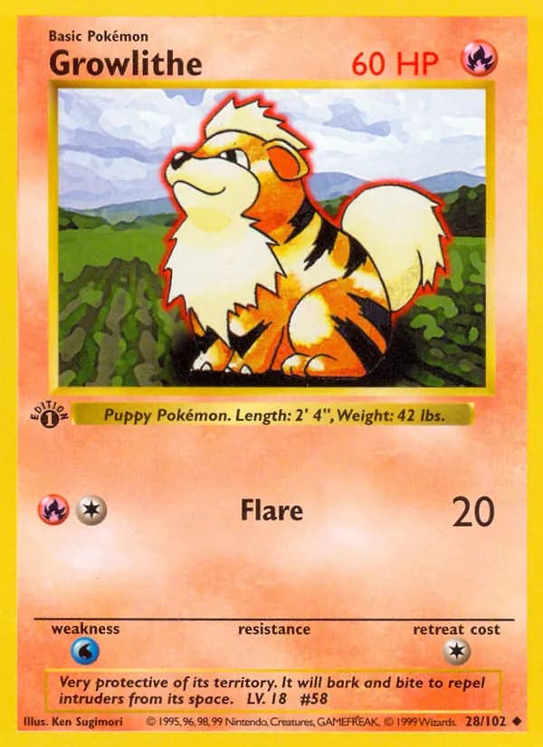 Growlithe card in English