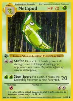 Metapod card in English