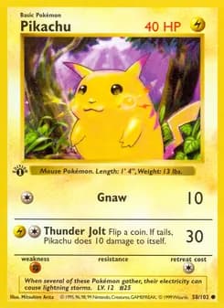 Pikachu card in English