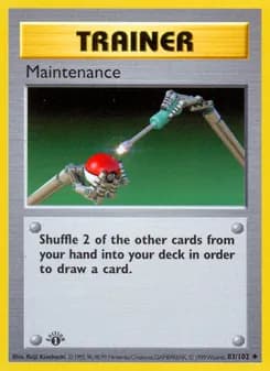 Maintenance card in English