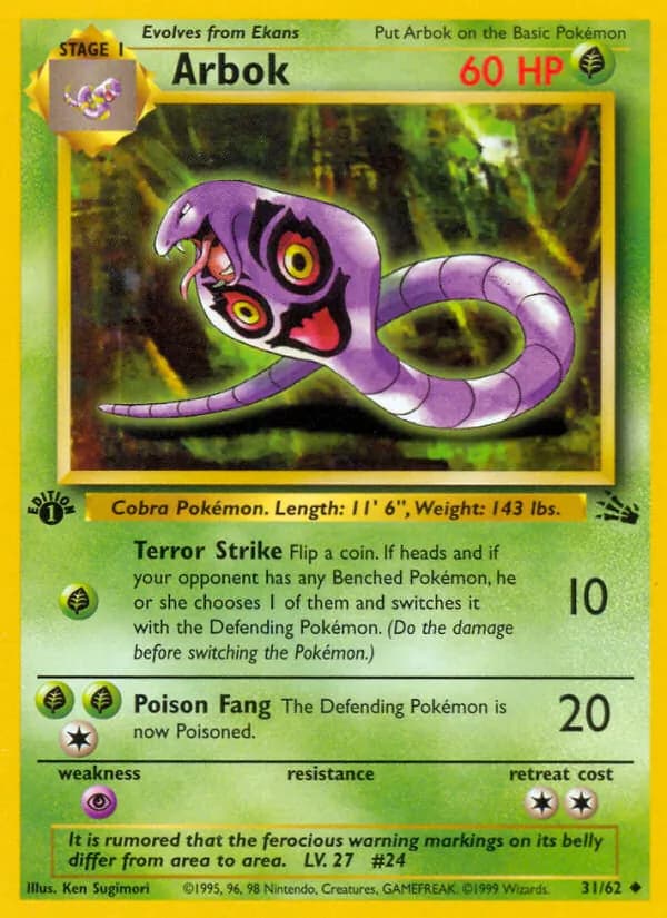 Arbok card in English