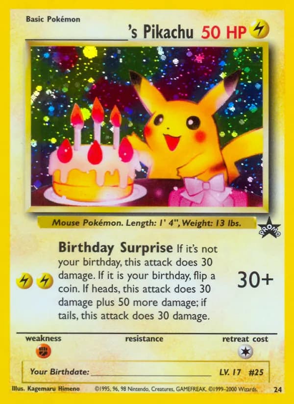 ___________'s Pikachu card in English