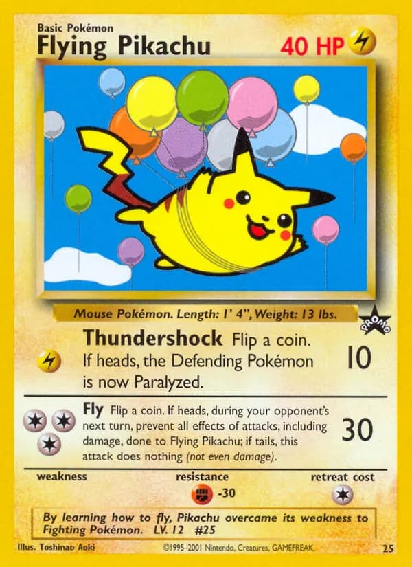 Flying Pikachu card in English