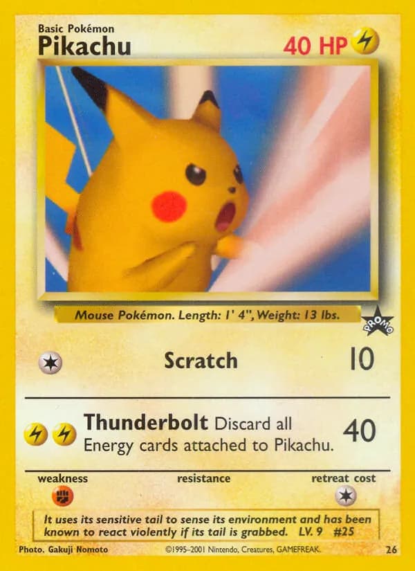 Pikachu card in English